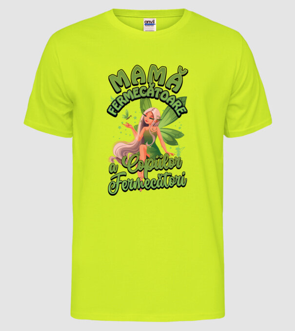 Mamă fermecătoare a copiilor fermecătorit model galben neon pe tricou