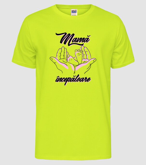 Mamă începătoare model galben neon pe tricou