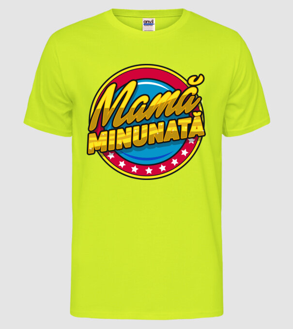 mamă minunată model galben neon pe tricou