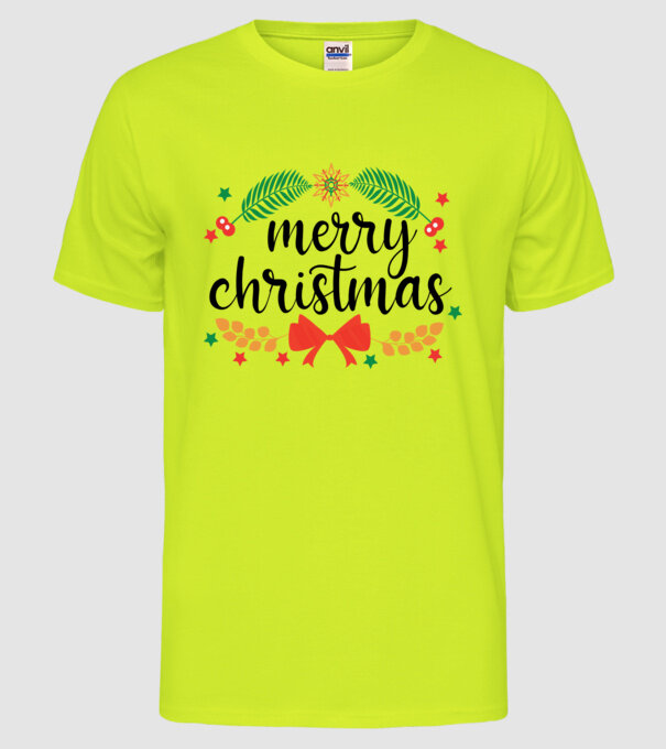 Merry christmas model galben neon pe tricou