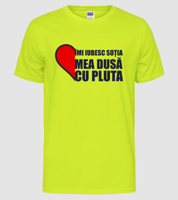 îmi iubesc soția mea dusă cu pluta model galben neon pe tricou