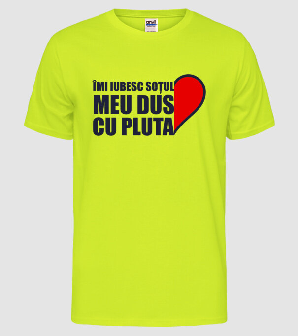 Îmi iubesc soțul meu dus cu pluta model galben neon pe tricou