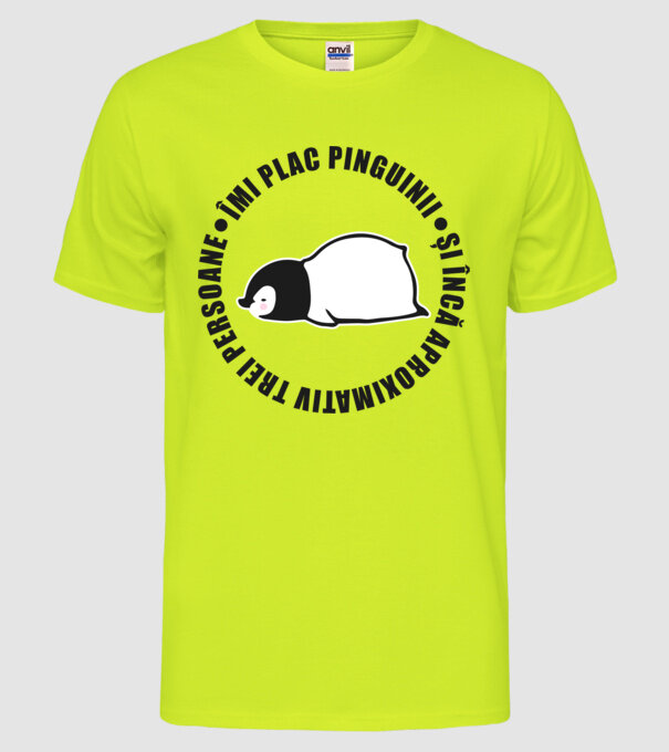 Îmi plac pinguinii - și încă aproximativ trei persoane model galben neon pe tricou