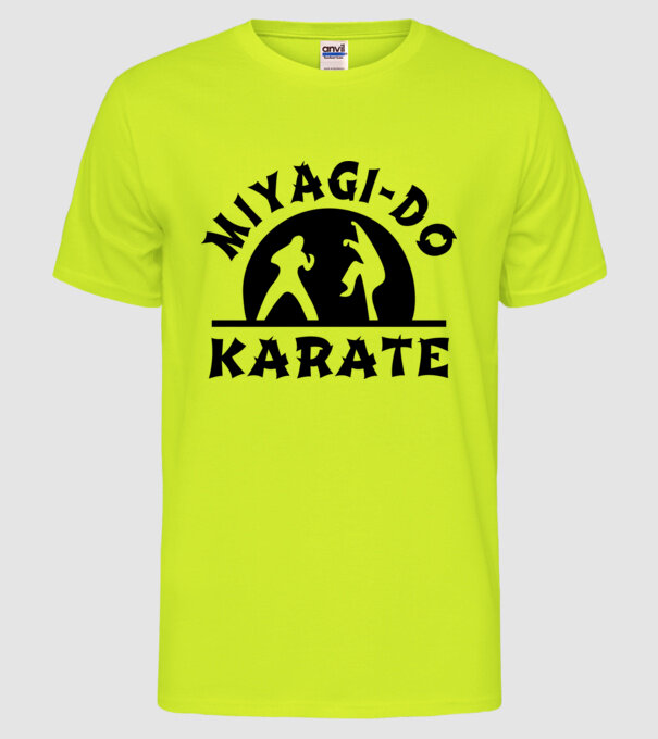 Miyagi-do karate black model galben neon pe tricou