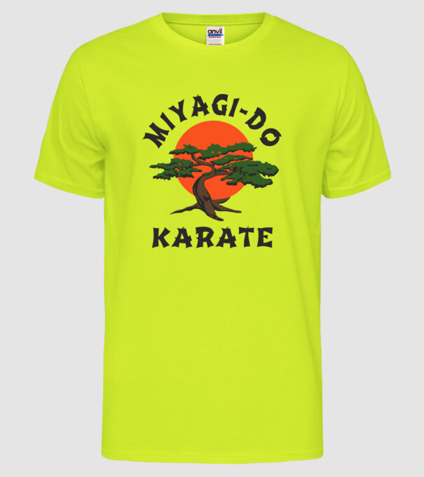 Miyagi-do karate cobra kai model galben neon pe tricou