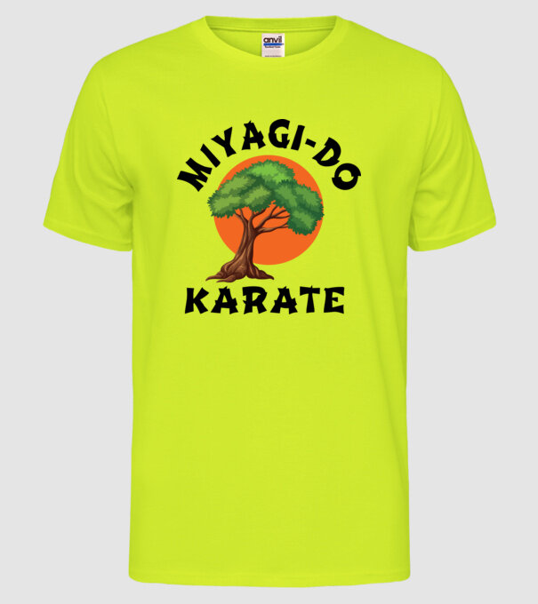Miyagi-do karate logo model galben neon pe tricou