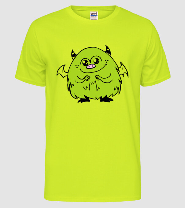 monstruleț model galben neon pe tricou