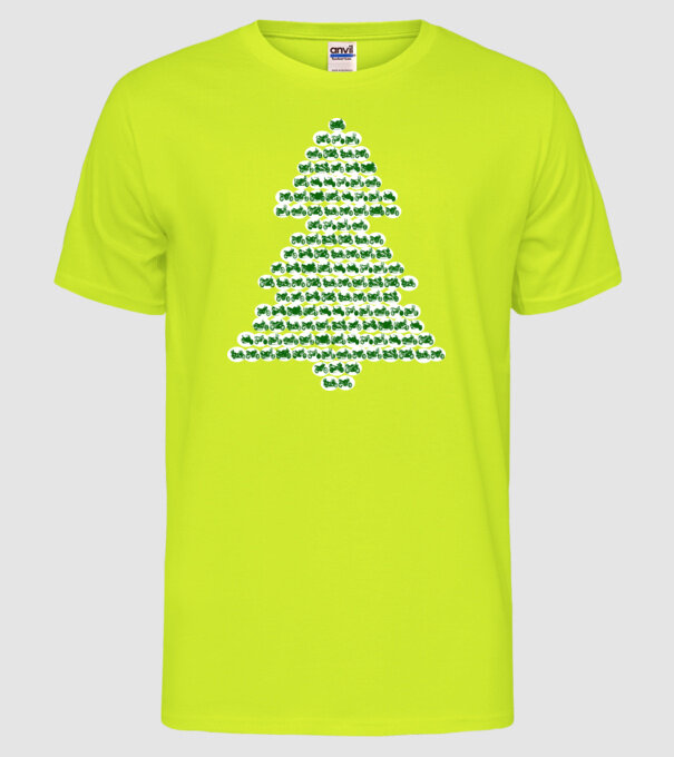 motorbike christtmas tree model galben neon pe tricou