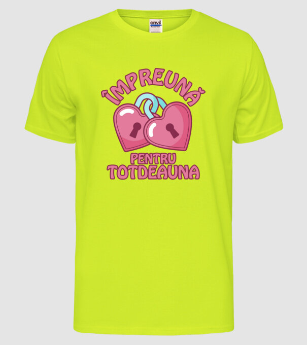 mpreună pentru totdeauna model galben neon pe tricou