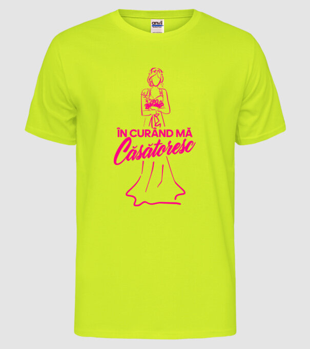 În curând mă căsătoresc model galben neon pe tricou