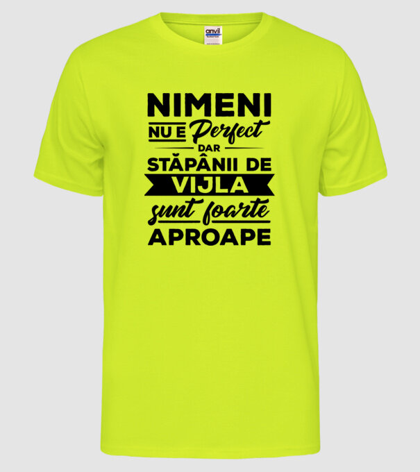 nimeni nu e perfect, dar stăpânii de vijla sunt foarte aproape model galben neon pe tricou