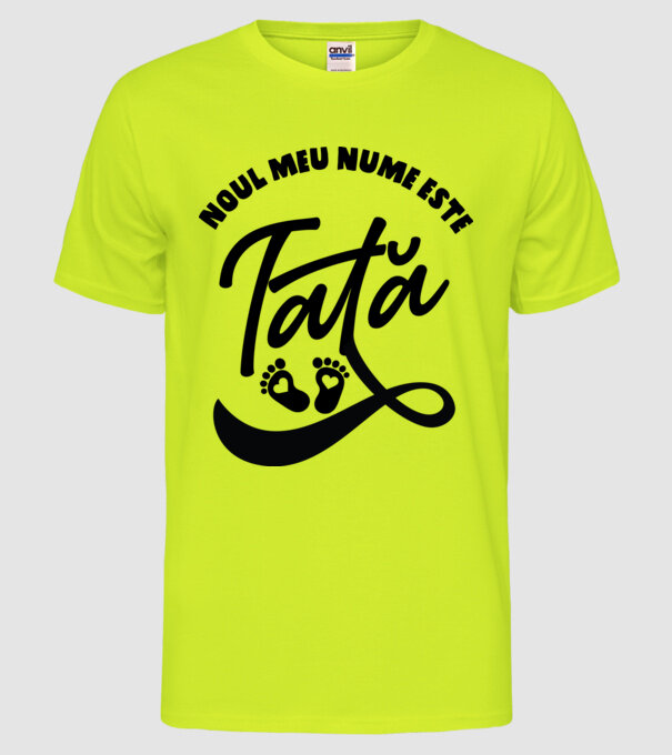Noul meu nume este Tată model galben neon pe tricou