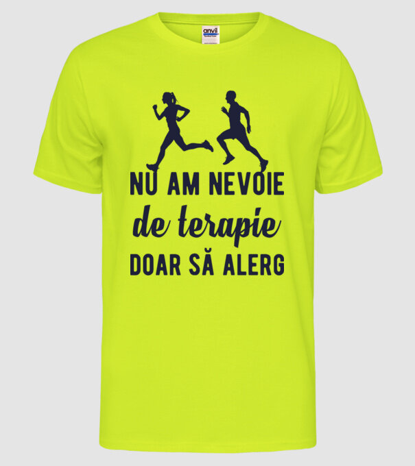 nu am nevoie de terapie, doar să alerg model galben neon pe tricou