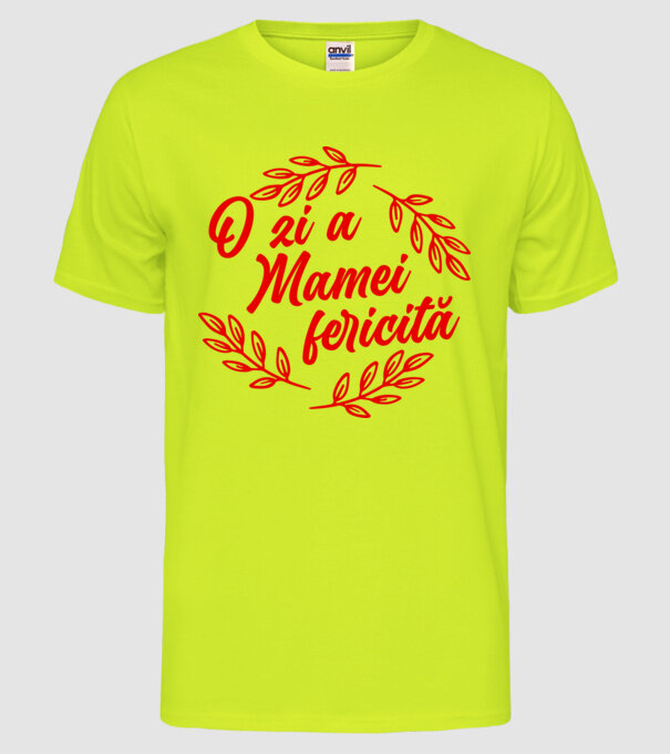 O zi a mamei fericită model galben neon pe tricou