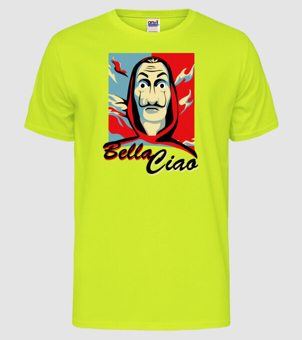 obey bella ciao model galben neon pe tricou