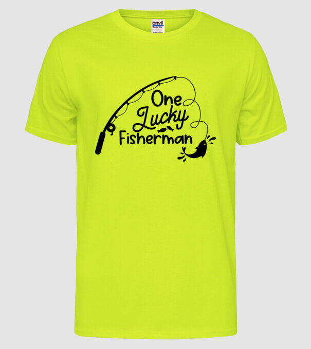One lucky Fisherman model galben neon pe tricou