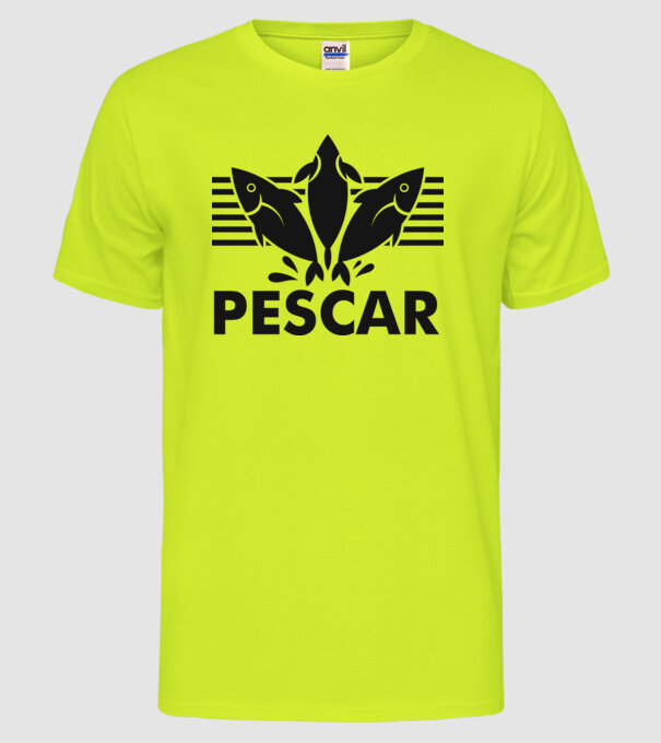 Pescar original model galben neon pe tricou