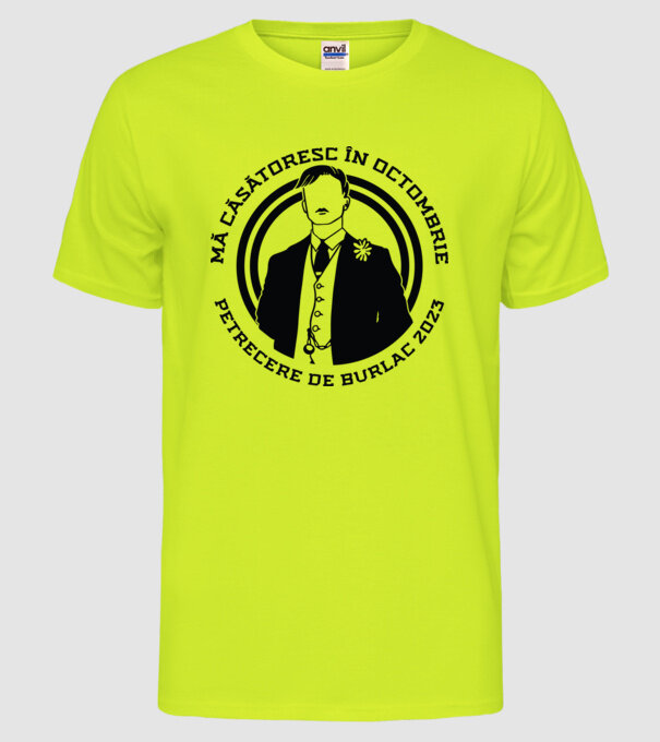 Petrecere de burlac octombrie model galben neon pe tricou