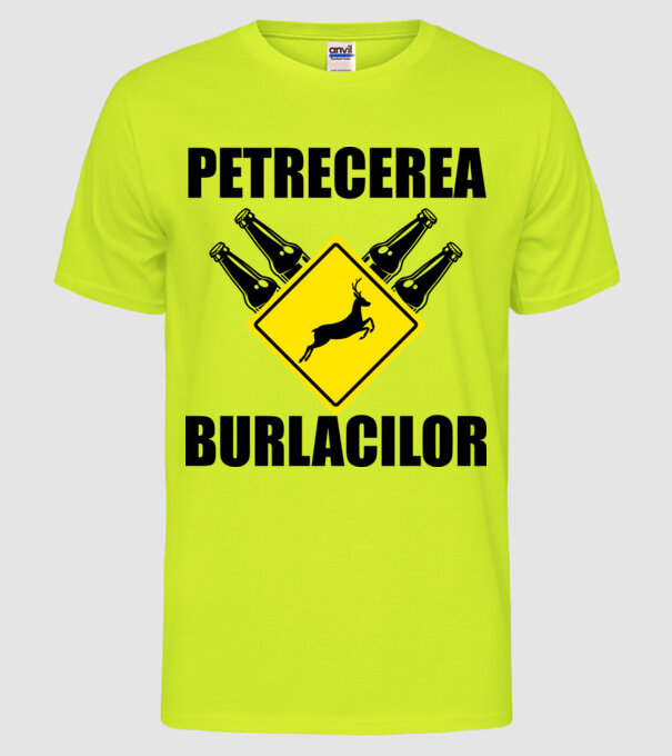 petrecerea burlacilor model galben neon pe tricou