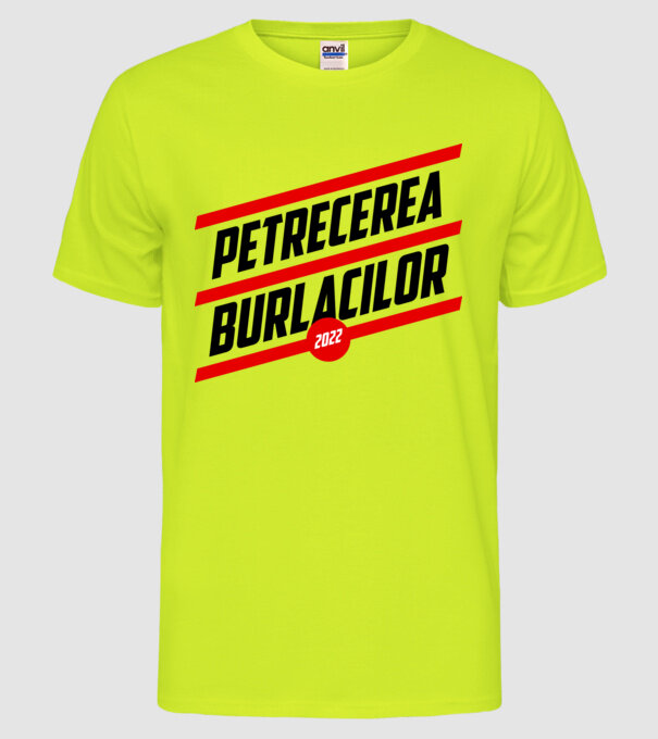 petrecerea burlacilor model galben neon pe tricou