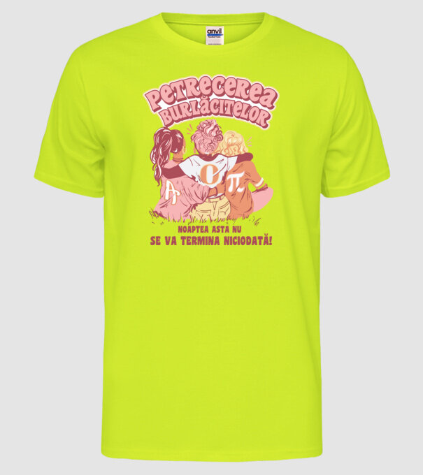 petrecerea burlăcitelor - noaptea asta nu se va termina niciodată! model galben neon pe tricou