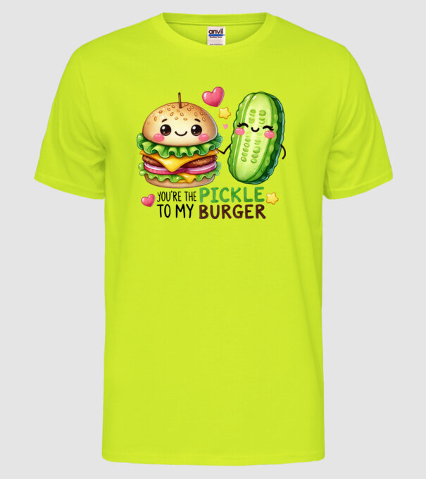Pickle to my Burger model galben neon pe tricou
