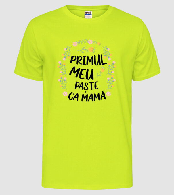 Primul meu Paște ca mamă model galben neon pe tricou