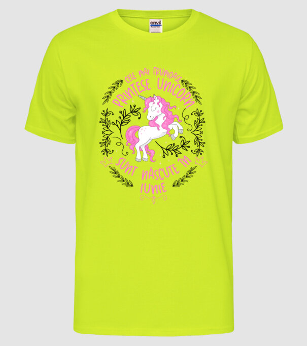 Cele mai frumoase prințese unicorn sunt născute în Iunie model galben neon pe tricou