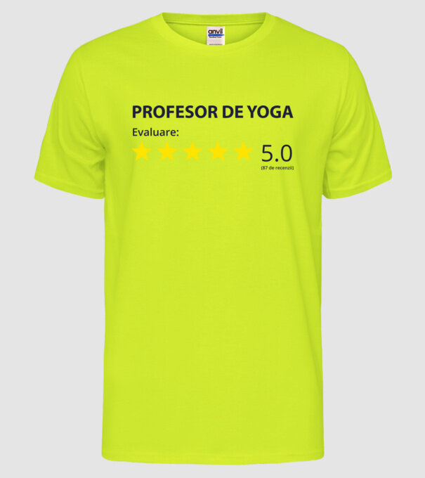 profesor de yoga evaluare model galben neon pe tricou