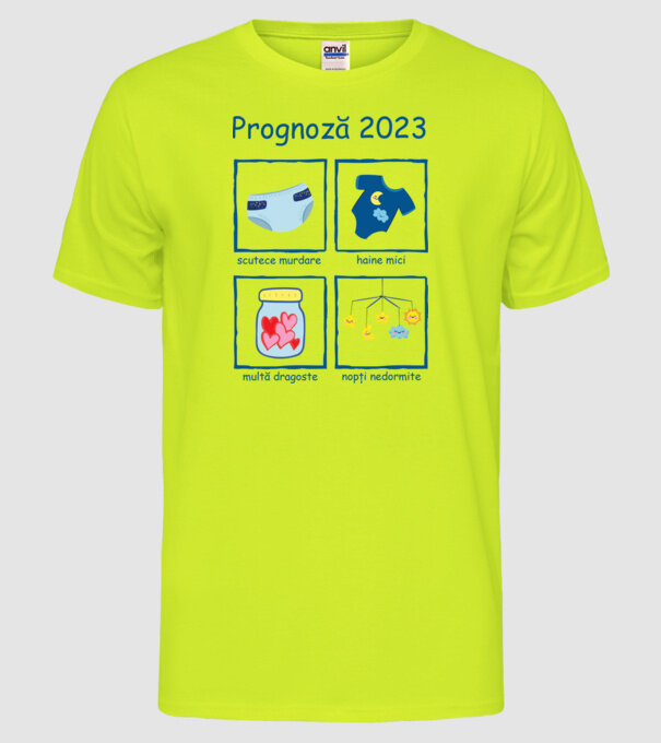 Prognoză 2023 model galben neon pe tricou