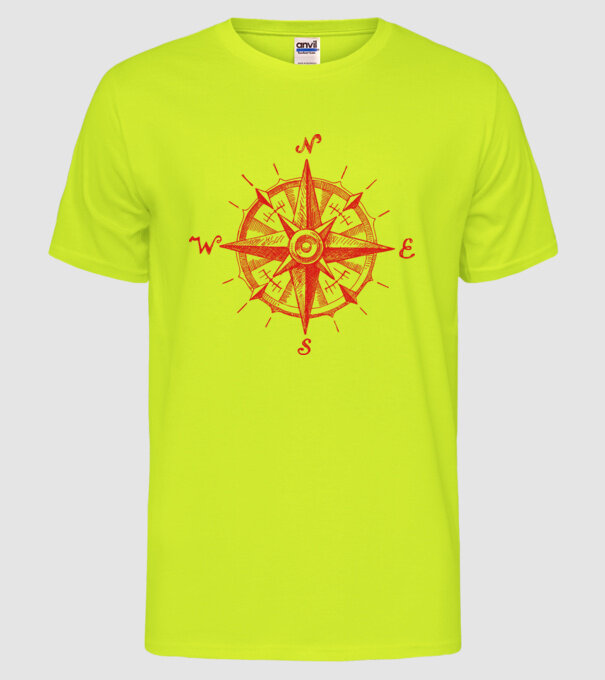 Puncte cardinale model galben neon pe tricou