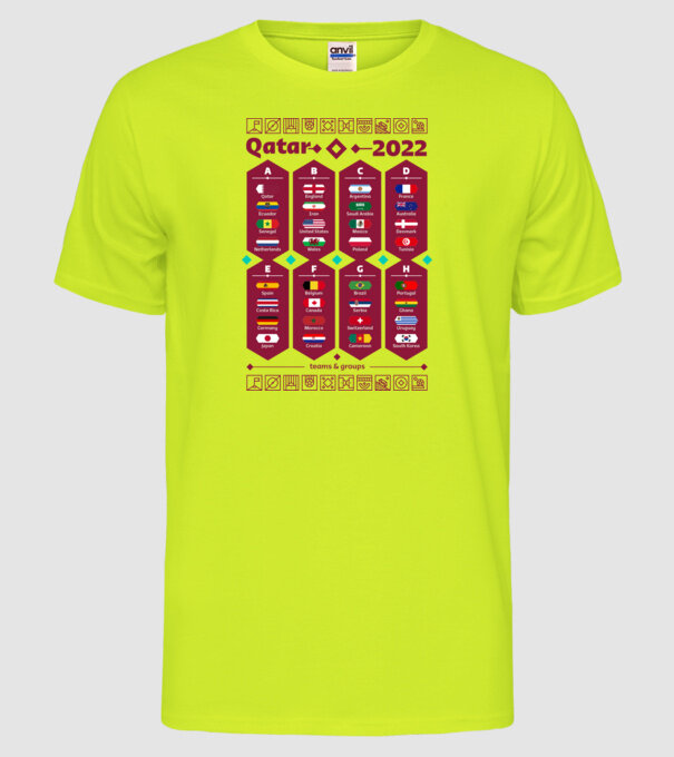 Qatar 2022 teams - groups white model galben neon pe tricou