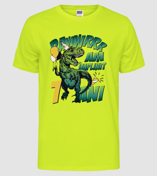 Rawr Am împlinit 1 an model galben neon pe tricou