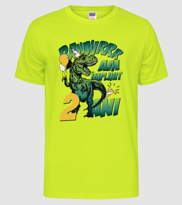 Rawr Am împlinit 2 ani model galben neon pe tricou