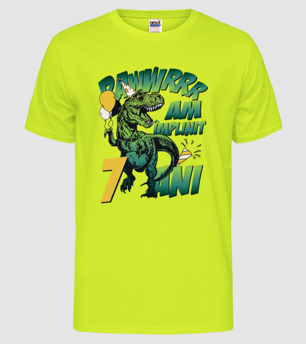 Rawr Am împlinit 7 ani model galben neon pe tricou