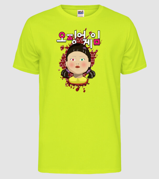 red light green light doll model galben neon pe tricou