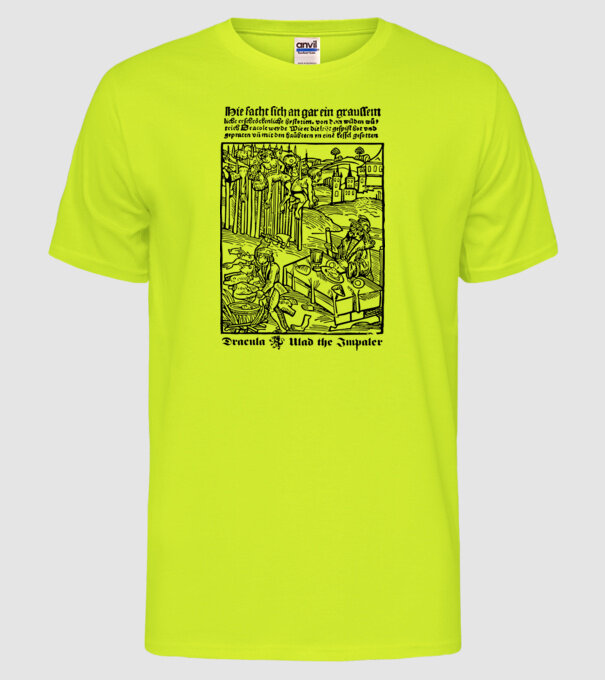 România dracula dark model galben neon pe tricou