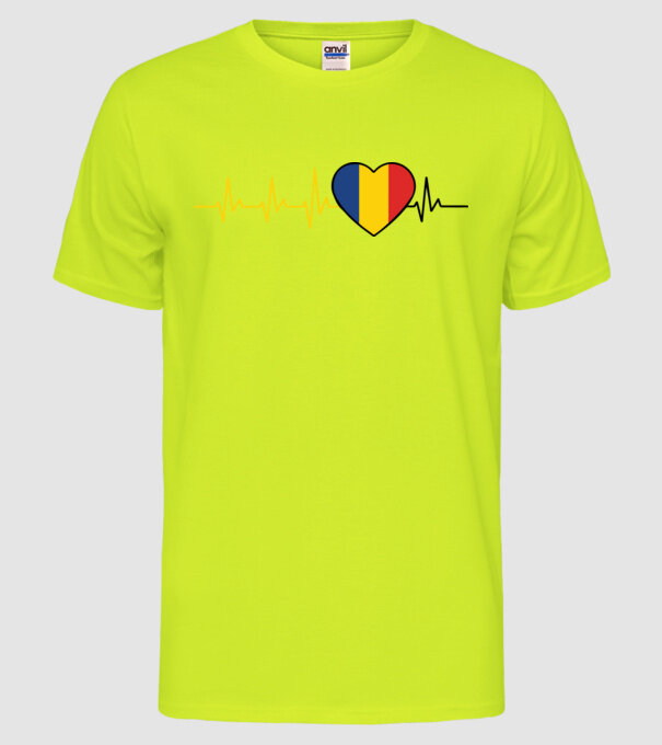 România heartbeat model galben neon pe tricou