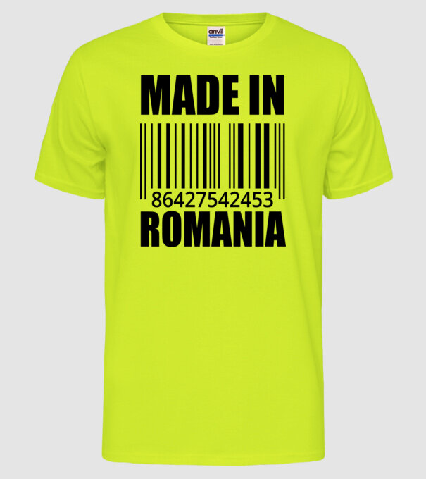 România made in model galben neon pe tricou