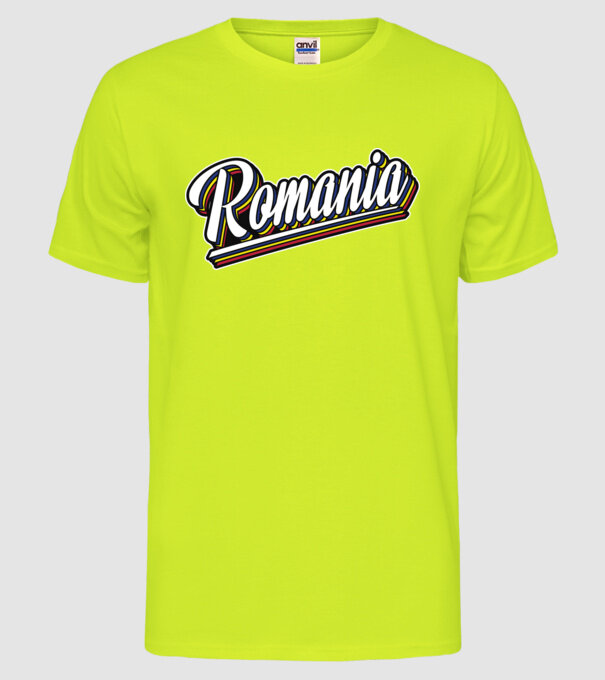 România retro model galben neon pe tricou