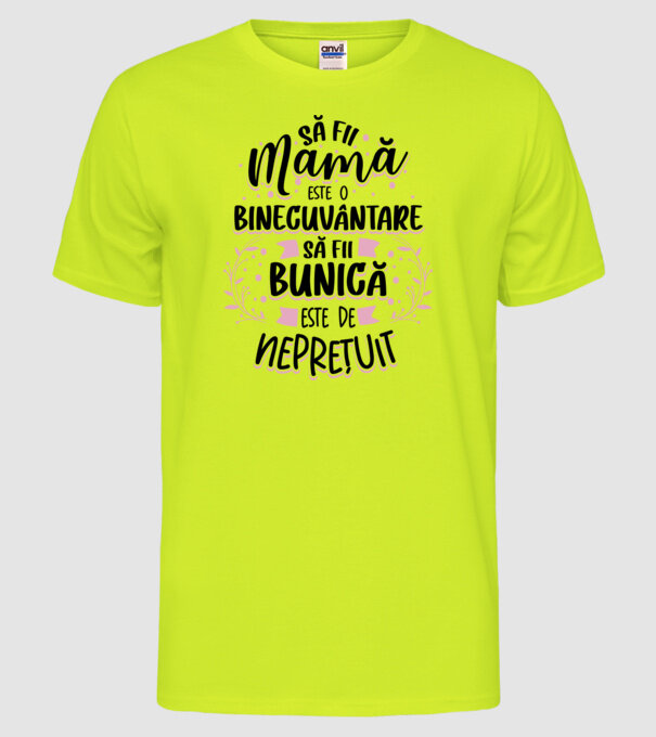 Să fii bunică este neprețuit model galben neon pe tricou