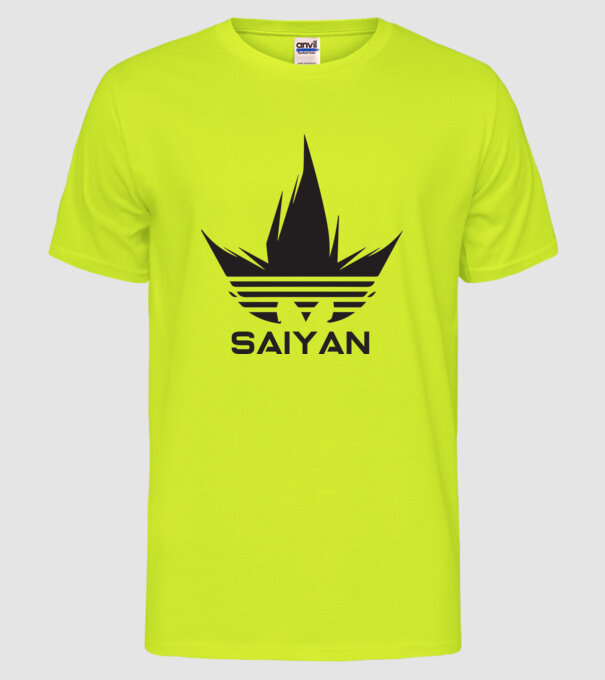saiyan logo model galben neon pe tricou