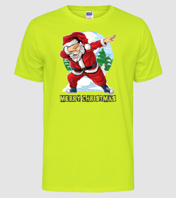 Santa merry christmas model galben neon pe tricou