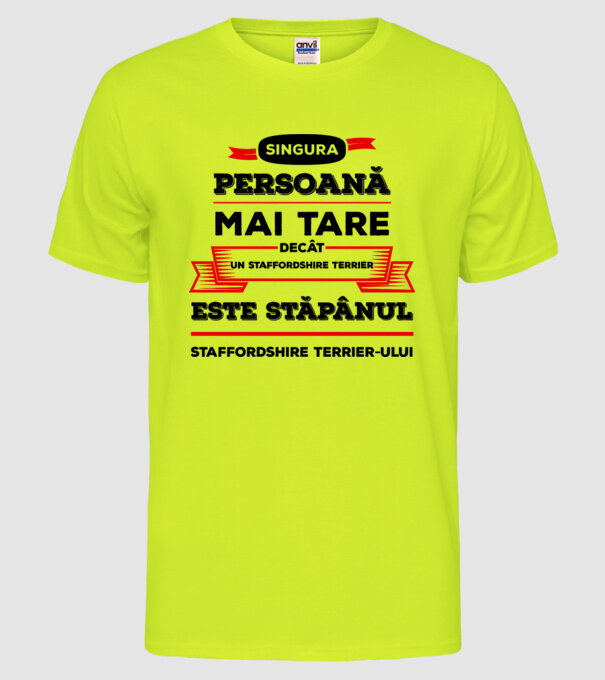 singura persoană mai tare decât un Pinscher la este stăpânul Pinscherului model galben neon pe tricou