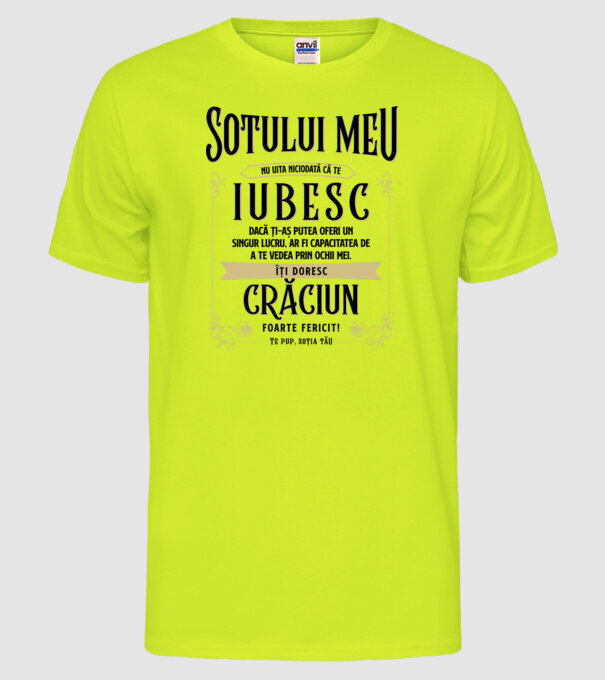 Soțului meu model galben neon pe tricou