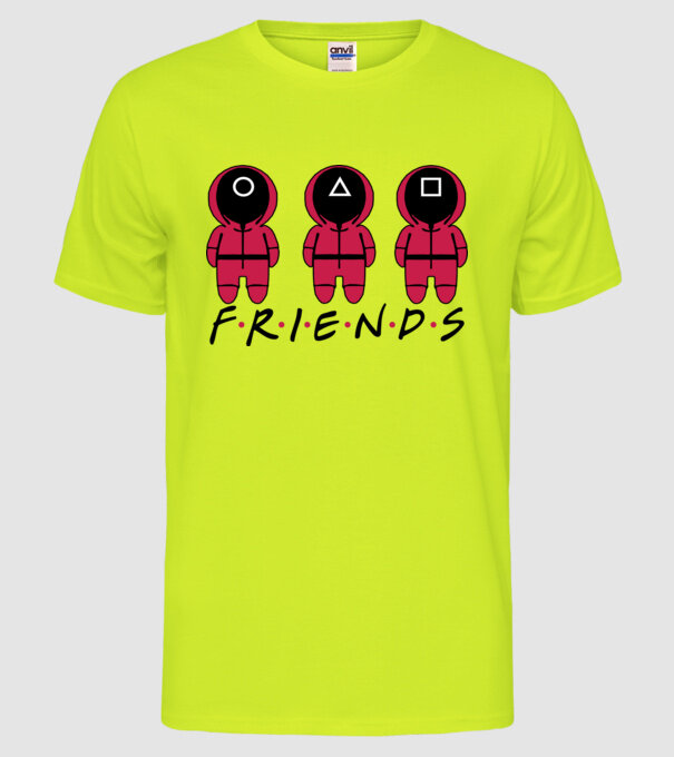 squid game friends model galben neon pe tricou