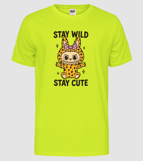 Stay wild - Labubu model galben neon pe tricou