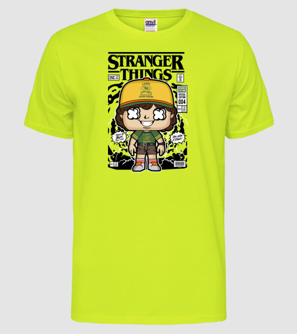 stranger things cereal model galben neon pe tricou