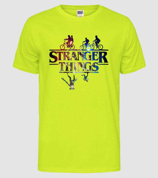stranger things quote poster2 model galben neon pe tricou