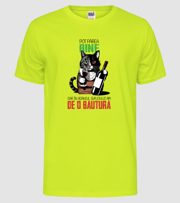 sunt bun pentru o băutură Alb model galben neon pe tricou